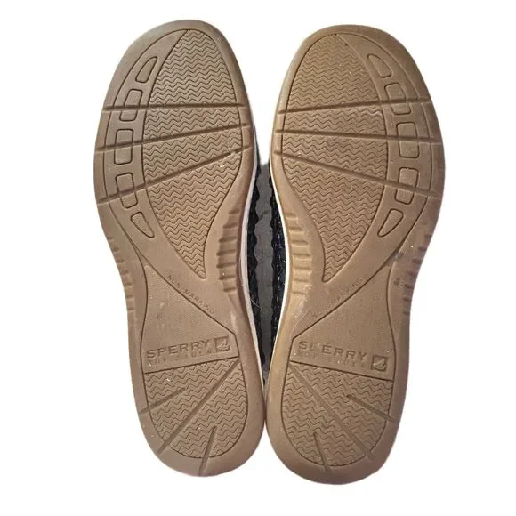 Sperry Topsider Boat Shoes Womens 7.5 Navy Blue Open Weave Leather - Picture 10 of 10